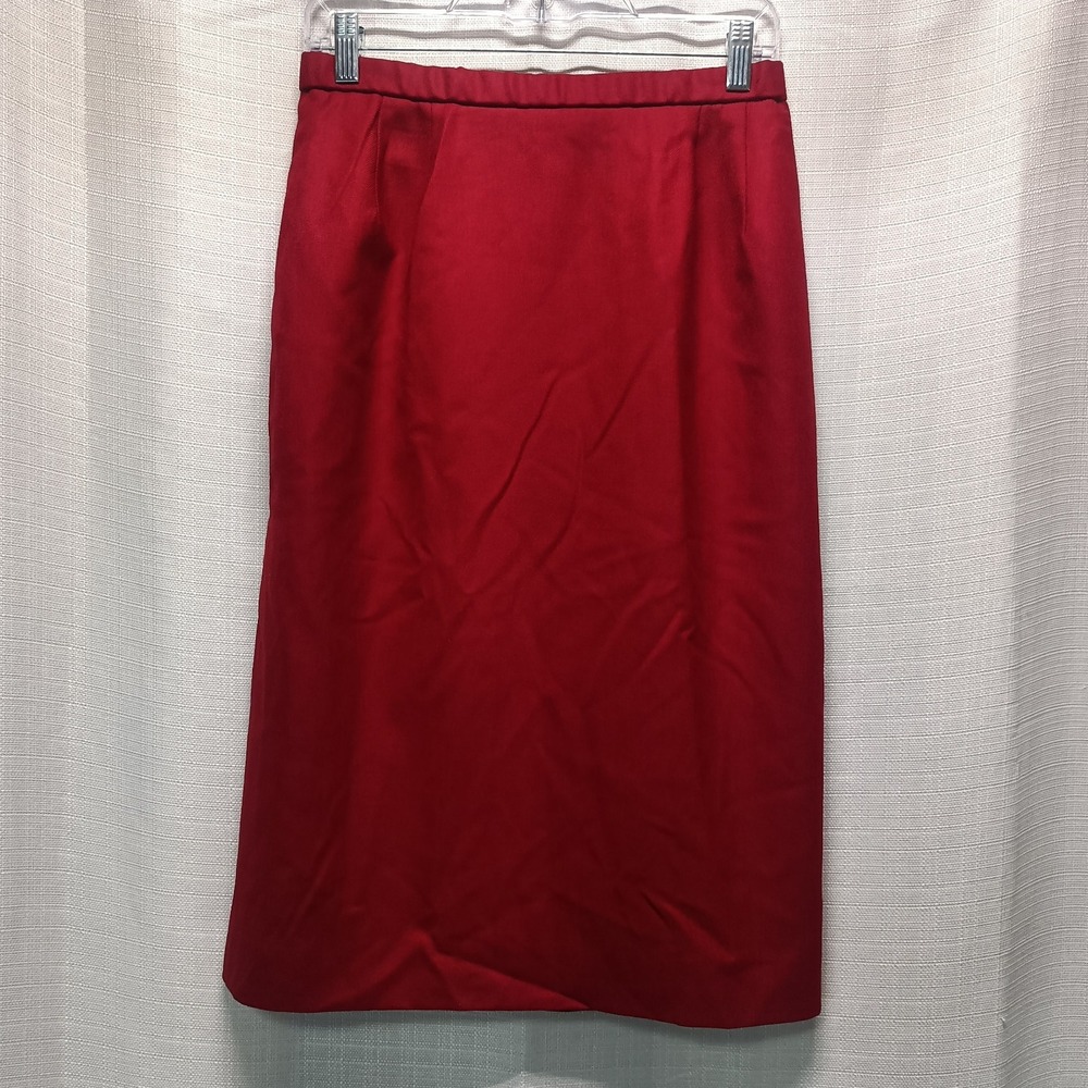 VTG Pendleton 100% Virgin‎ Wool Red Pencil Skirt Women 10 Christmas USA Festive
